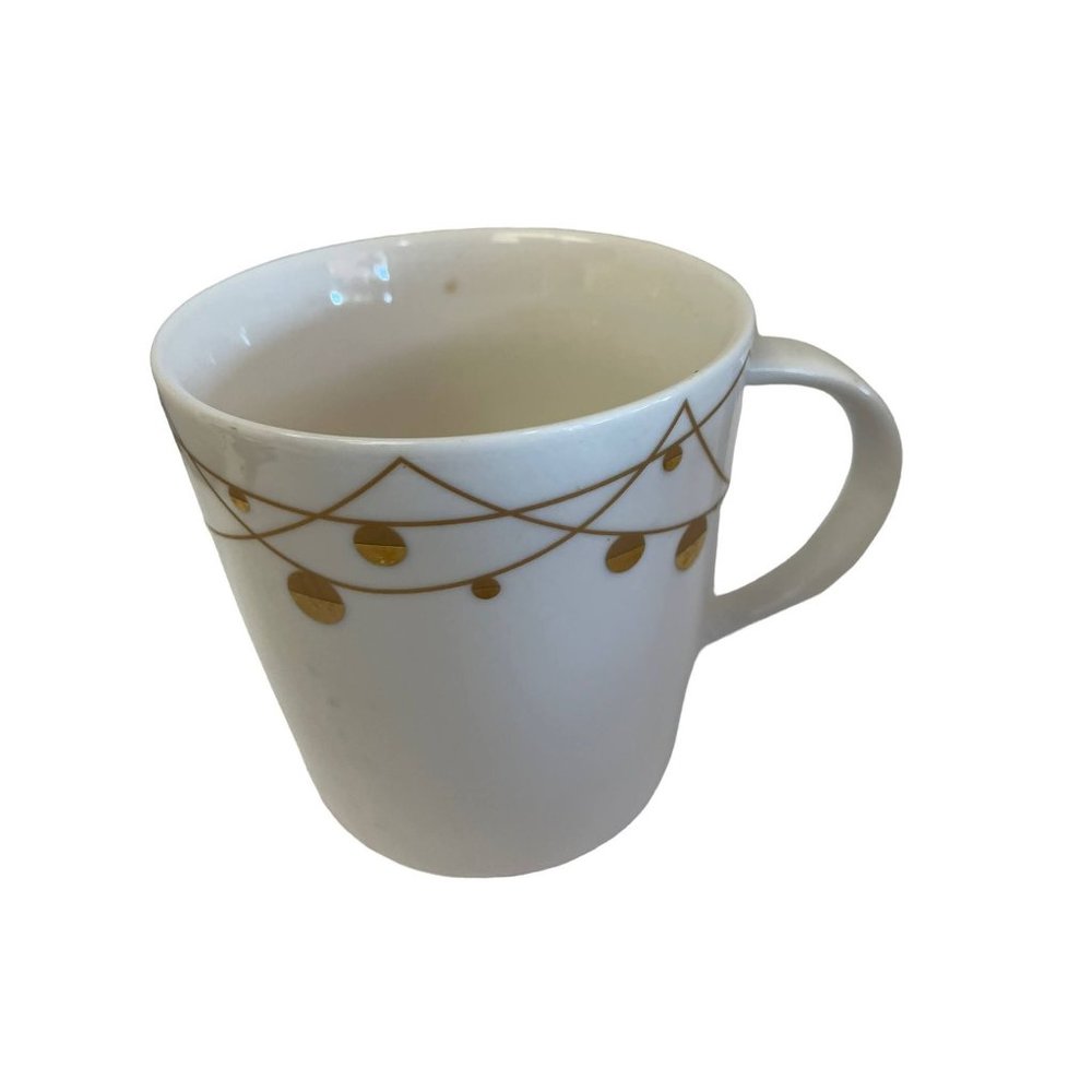 Starbuck White Ceramic‎ Coffee Mug CupGold Geometric Garland Festive Holiday